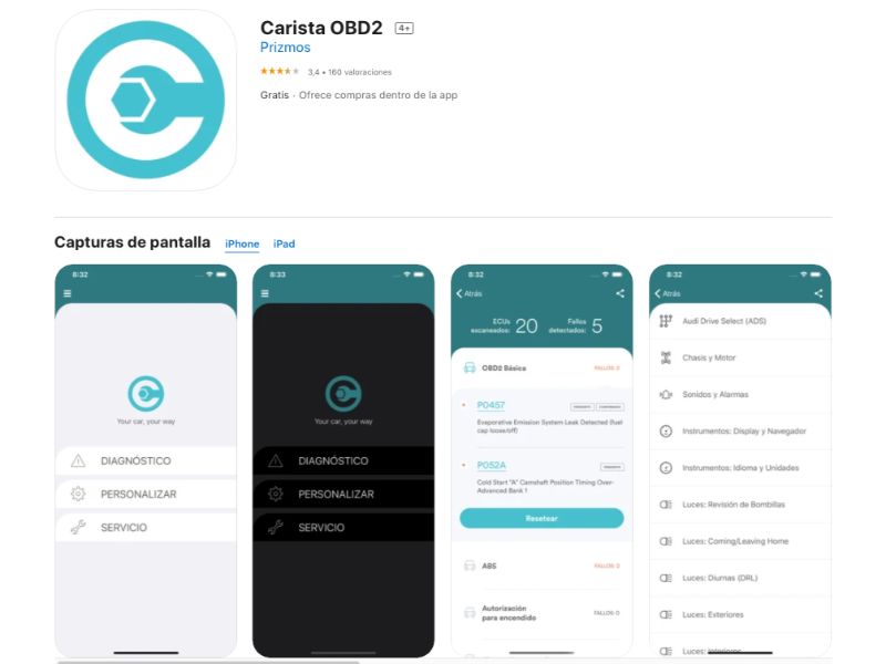 sistema de diagnostico on board Carista app 